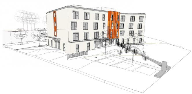 Vue 3D du bâtiment (façade principale)