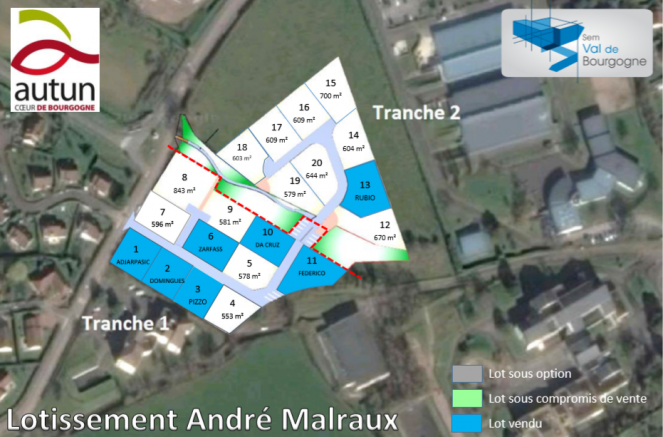 Plan du projet sur vue aérienne du quartier